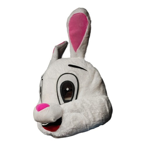 Creepy Easter Bunny Plush Head Mask Costume Soft White Mascot